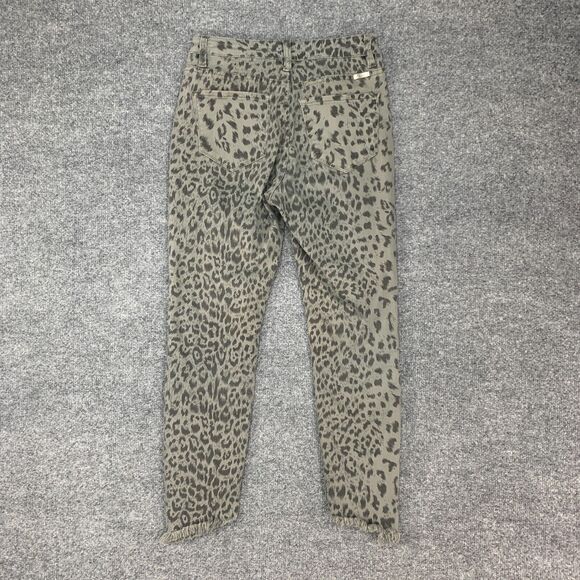 KanCan Animal Print Pants Womens 25 Gray Raw Slant Hem Mid Rise Stretch Pockets - Picture 4 of 13